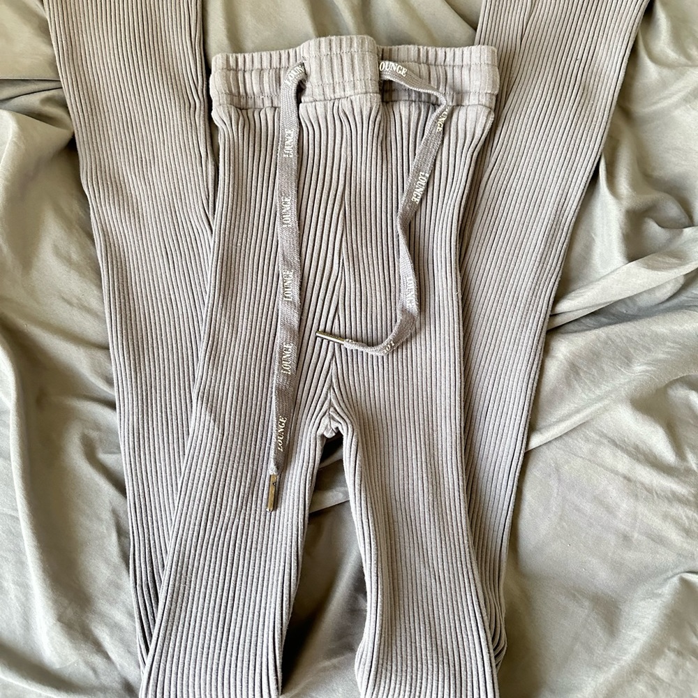 lounge apparel flare ribbed grey pants